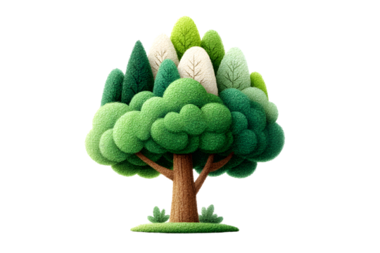 Cartoon Tree Green Foliage Nature Illustration Spring Summer Environment Ecology Deciduo