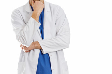 Focused doctor in a white coat during a medical consultation in a hospital setting. Ideal for themes like diagnosis, patient care, healthcare, and clinical decision-making.
