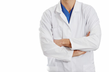Focused doctor in a white coat during a medical consultation in a hospital setting. Ideal for themes like diagnosis, patient care, healthcare, and clinical decision-making.