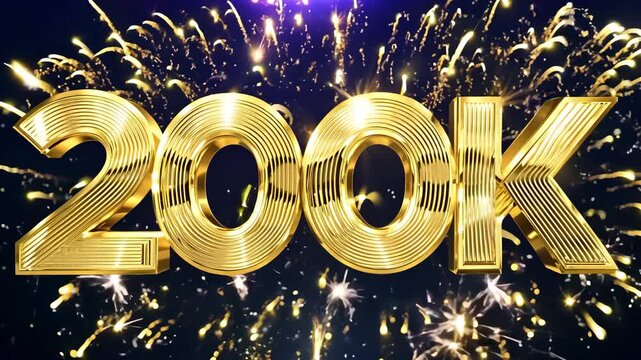 Golden 200k sign celebrating two hundred thousand followers or subscribers