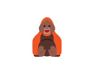 Orangutan vector isolated emoticon. Orangutan emoji. Orangutan color icon