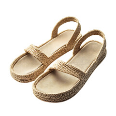 Classic Espadrille-Inspired Sandals with a Natural C Isolated on Transparent Background