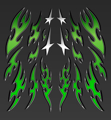 Green classic tribal livery for JDM drift cars or racing diecast  cars © Neocozmo Graphic