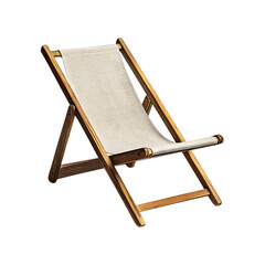 Minimalist Foldable Wooden Beach Chair with a Light Isolated on Transparent Background