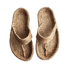Boho Chic Espadrille Sandals with Hand Woven Pattern Isolated on Transparent Background