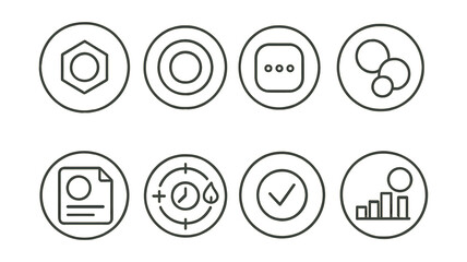 Line style icons of Web3 infrastructure (circular): token standard icon, ERC-20 ring badge, ERC-721 bubble, ERC-1155 circle, token metadata icon, mint and burn dial, allowance approval badge, supply