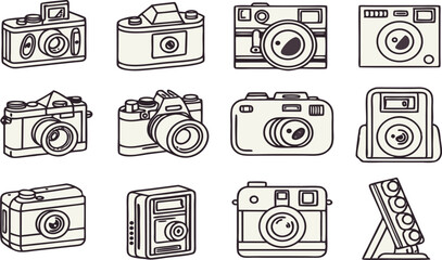 set of vintage cameras