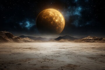 View of a planet from another planet in space. Generative AI