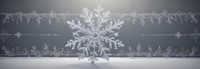 Delicate snowflake border, classic Christmas design ,  illustration,  elegant,  ice
