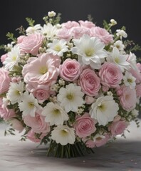Delicate pink & white blooms in bridal bouquet , tulips, romance, nuptials