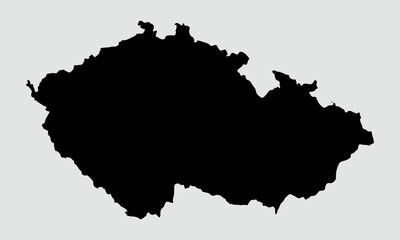Czech black silhouette map isolated on grey background	
