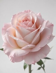 Delicate pink rose, pristine white backdrop  Petals unfurled, soft light ,  spring,  flower photography,  macro