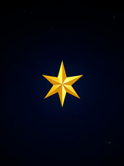 Obraz premium Golden five-pointed star symbol shining brightly against a dark blue sparkling night sky with subtle gradient effects.