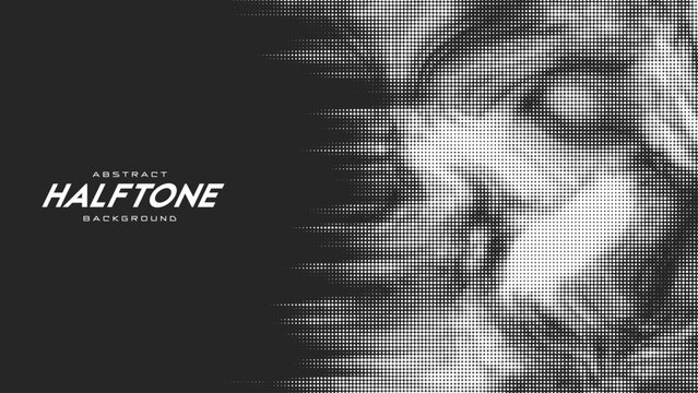 Abstract vector torn monochrome halftone background. Scrathed dotted texture element.