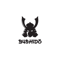 Bushido Samurai Warrior Showing Traditional Japanese Armor Design logo vector illustration