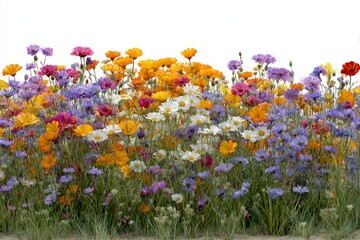 Vibrant Wildflower Meadow in Full Bloom Colorful Floral Arrangement Natures Palette of Flowe