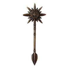 A Bronze Arrow with Viking Sun Compasses Navigation Isolated on Transparent Background