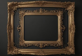 Black background with gold ornate frame, metallic texture, rich, party, discount