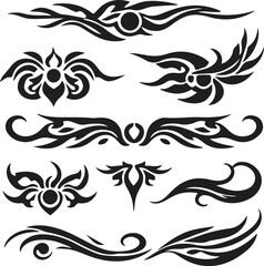Elegant Tribal Tattoo Design Elements for Body Art and Graphics
