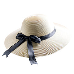 Elegant Wide Brim Sun Hat with a Graceful Curved Br Isolated on Transparent Background