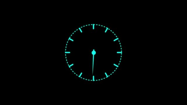 Clock icon vector animation with clock face on black background.Clock icon vector animation with clock face on black background.4k