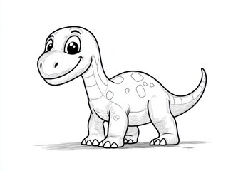 Fototapeta premium 可愛い恐竜の線画イラスト
