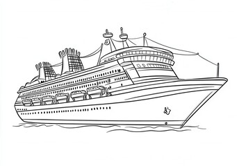 Obraz premium 豪華客船の線画イラストレーション