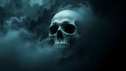 Ghostly fog surrounds a skull in dark surroundings, fog, surrounds, ghastly