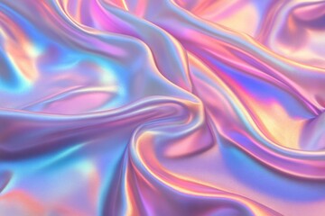 Obraz premium Colorful silky fabric displays vibrant hues of pink, purple, and blue in a flowing arrangement during daylight