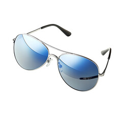 Sporty Aviator Sunglasses with Mirrored Lenses Isolated on Transparent Background