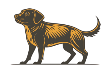 Stylized Dog Illustration with Bold Lines and Vibrant Colors for Design Projects