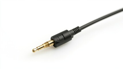 Connector cable with gold-plated tip showcasing detailed design for audio devices and equipment in a studio setting