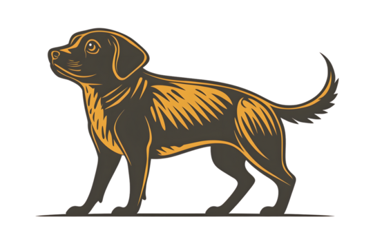 Stylized Dog Illustration with Bold Lines and Vibrant Colors for Design Projects