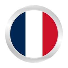 Flag of France. Circle flag icon logo. Round flag. Flag icon. Standard color. Digital illustration. Vector illustration.	