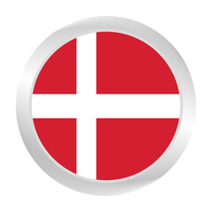 Obraz premium Flag of Denmark. Circle flag icon logo. Round flag. Flag icon. Standard color. Digital illustration. Vector illustration. 