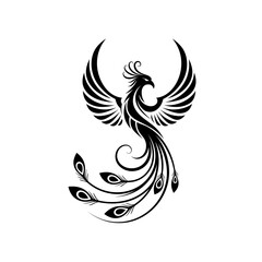 Obraz premium Stylized phoenix with spread wings in black design