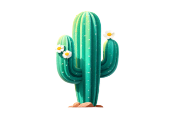 Vibrant Cactus with White Flowers A Lush Green Plant for Nature and Botanical Designs