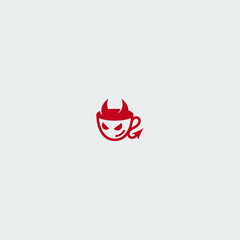 Devil cafe logo icon flat vector design