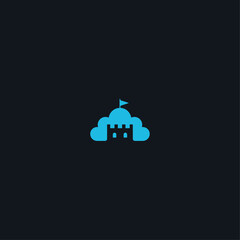 Cloud castle logo icon flat vector design