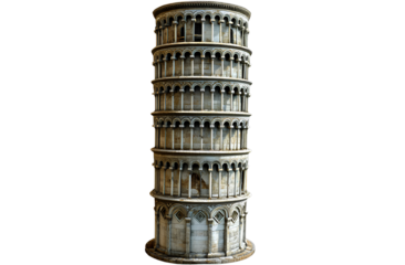  3D model of the Leaning Tower of Pisa, clipart on a black background