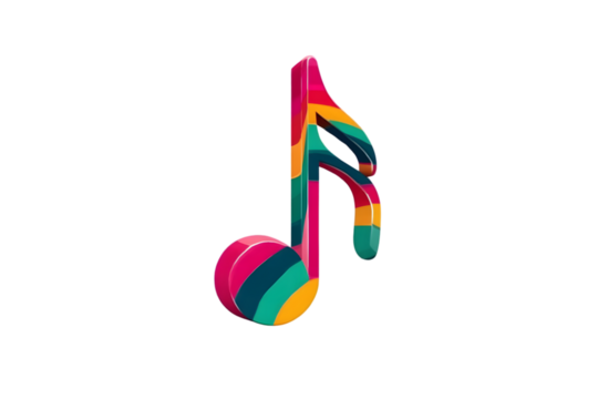 Vibrant Musical Note Icon with Colorful Stripes for Music and Artistic Designs