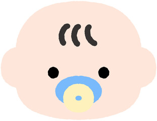 쪽쪽이를 물고 있는 귀여운 아기 일러스트 가족 막내 신생아 갓난아기 백일 첫돌 한살 베이비 일러스트