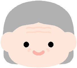 가족 가족구성원 노인 노약자 얼굴 캐릭터 웃고 있는 귀여운 할머니 일러스트