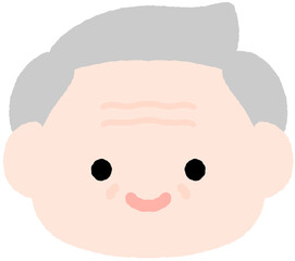 가족 가족구성원 노인 노약자 얼굴 캐릭터 웃고 있는 귀여운 할아버지 일러스트