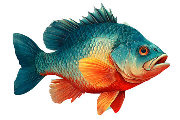 Fototapeta premium Vibrant Tropical Fish Colorful Scales Aquatic Animal Illustration Underwater Life Ocean Cre
