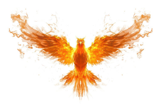 PNG Fiery phoenix bird flame wings fire.