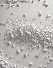 Shredded white paper pieces, scattered, abstract, material, background, confidential
