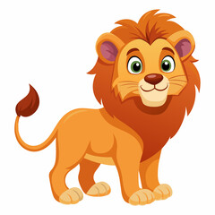 Obraz premium Cute cartoon lion isolated on white background. Baby lion smiling. Vector illustration.