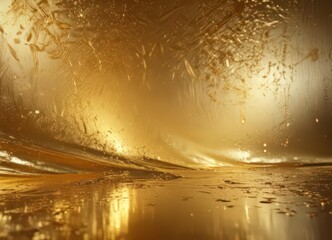 Elegant gold foil background with intense light reflections, displaying a rich, shimmering effect ,  shine,  shiny gold