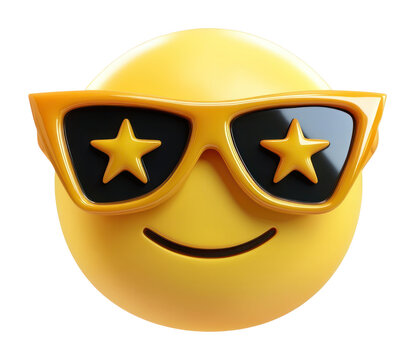 PNG Yellow face with star glasses sunglasses emoji accessories.